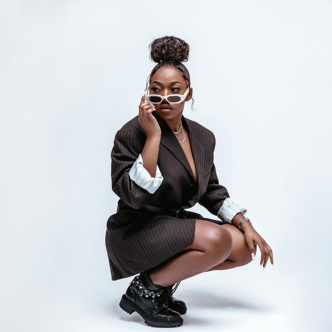 Female radio host professional studio portrait